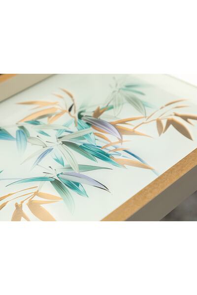 English Home Bamboo Cam Dekoratif Tepsi 22x37 Cm Krem-altın