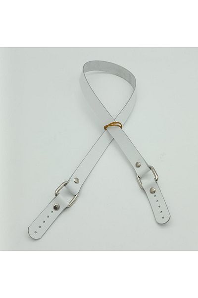 angel çanta aksesuar White Color Square Two Model Real Leather Bag Handle (Silver Metal)