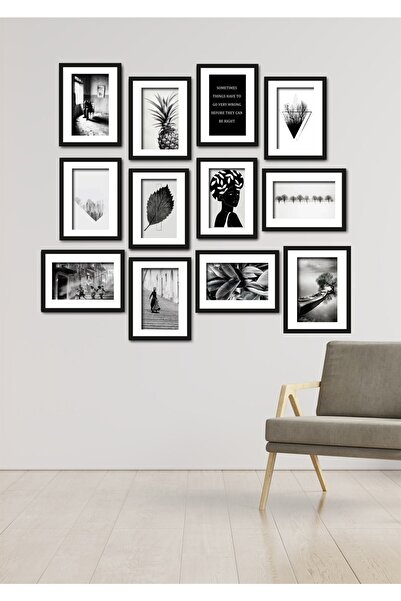 NT Handmade 12 Parça Siyah Beyaz Desenler Duvar Dekoru Salon Oturma Yatak Odası Ofis Mutfak Için Tablo Seti