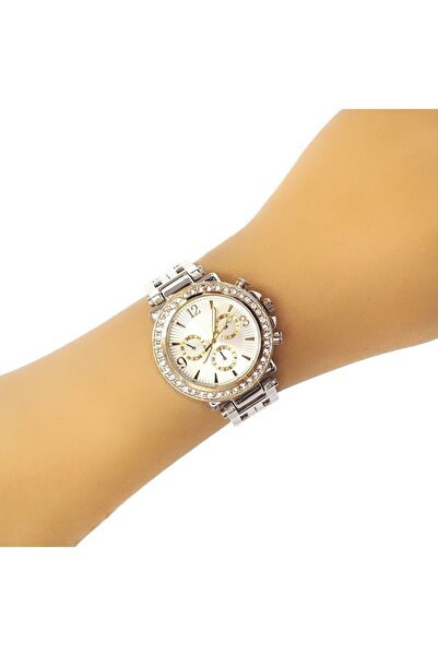 Spectrum Stoned Metal Case Cord Silver Women's Wristwatch Chbs508