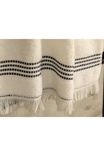 English Home Πετσέτα προσώπου Nautical Cotton 50 X 70 cm Λευκό - Navy Blue