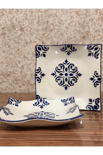 Yiğit Seramik Züccaciye Nettle Model 6 Pieces Square Cake Plate