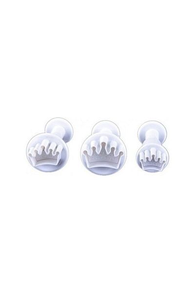 Pasta Mini King Queen Crown Cookie Mold with Push Injector 3 Pieces