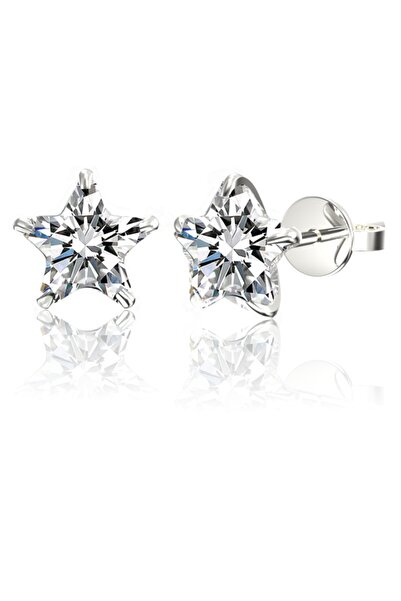 Jewelry For Light ,925 Ayar Gümüş, 4mm, Beyaz, Yıldız Kesim (STAR CUT), Tekta...