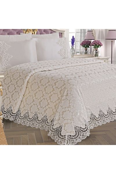 Selin Boxed Luxury 6 Piece Dowry Pique Set - River - Cream Color