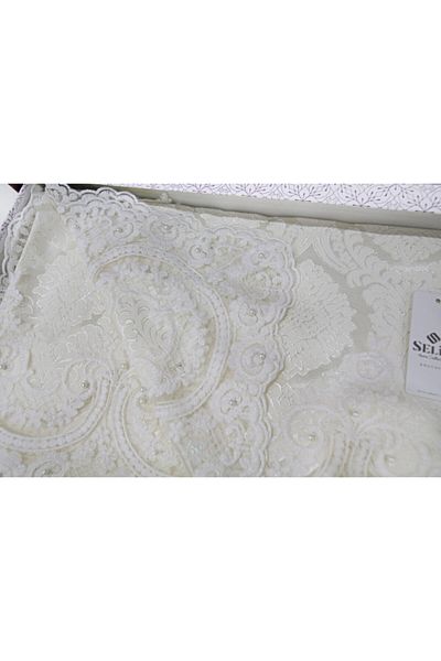 Selin Boxed Luxury 6 Piece Dowry Pique Set - River - Cream Color