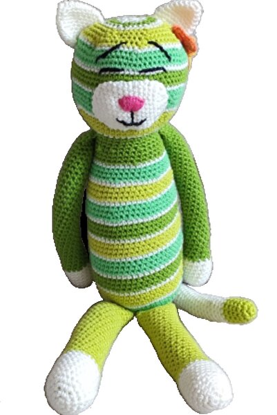 Yeşil Sevimli Kedi Amigurumi Oyuncak