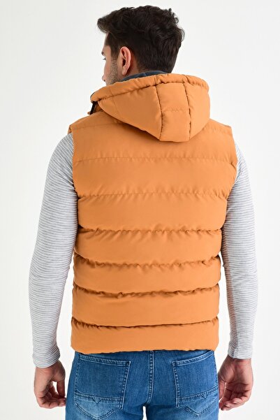 DYNAMO Erkek Safran Kapüşonlu Polar Astarlı Şişme Yelek