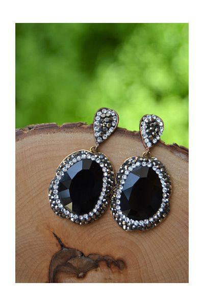 Stoneage Handmade Ladies Black Crystal Earrings