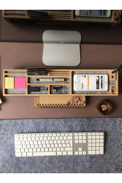 Fagus Wood Wooden Organizer Organizer, Decorative Office Accessories and Gift for Beginners