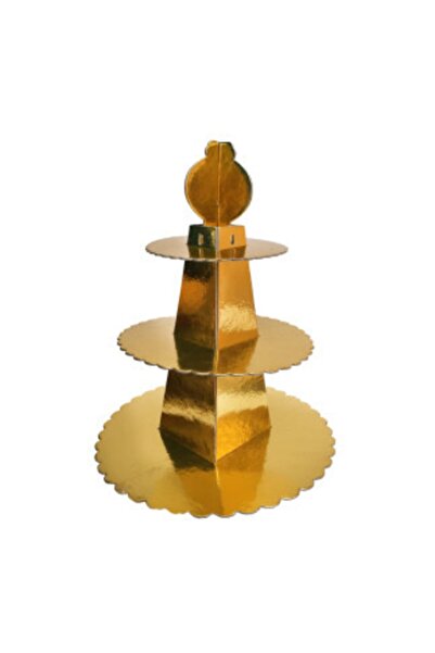 Çemrek Süs Parti Düz Gold Kek Standı