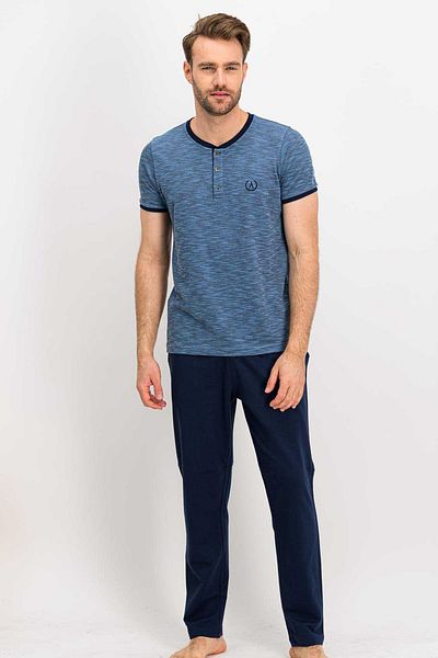 Arnetta Ανδρικό Σετ Πιτζάμες Light Mealy Blue Melange Plus Size