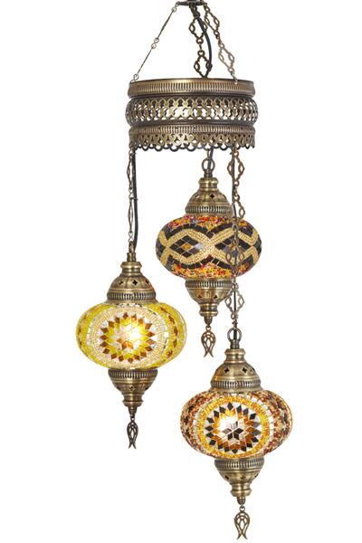 Demmex Mosaic 3-Piece Chandelier Pendant Lamp Authentic Lamp Colorful Pendant Lamp