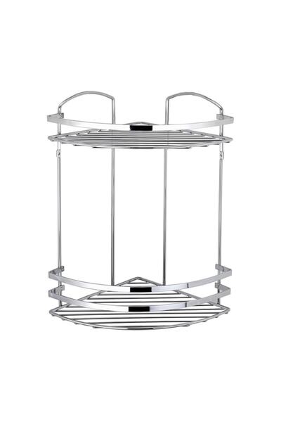 Teknotel Lm008 İki Katlı Banyo Köşe Rafı - Krom