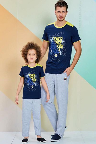 Fenerbahçe Navy Blue Licensed Unisex Children's Pajama Set Navy Blue 7377