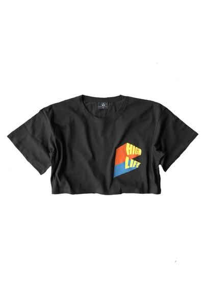 gothamvibes تي شيرت نسائي قصير هاي لايف باللون الأسود