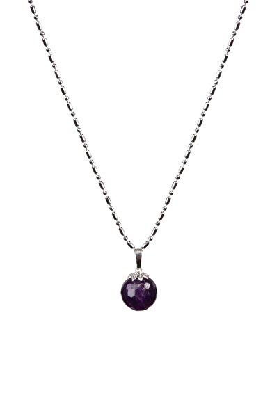 Saff Doğal Taş Sertifikalı Ametist Doğal Taş Kolye 209003