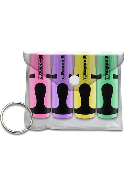 Edding 4-Piece Mini Highlighter Pastel Pencil Bag - Colorful Design