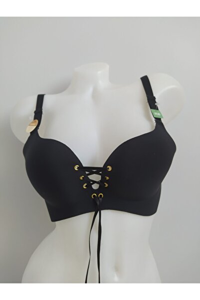 Belvü Γυναικείο Μαύρο Σουτιέν με Δαντέλα Μπροστά και Πλήρη Στήριξη 1151