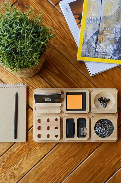 Fagus Wood Wooden Desktop Organizer Pen Holder Organizer, Office Accessories And Types, Promotional Office Gift