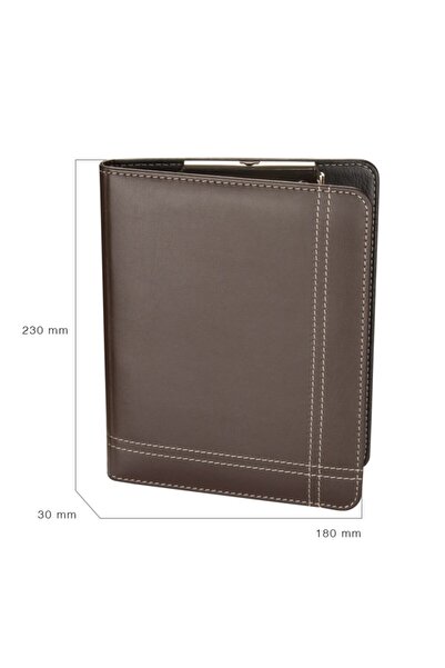 2K A5 Small Size Faux Leather Lockstitch Secretary Pad with Calculator, Brown