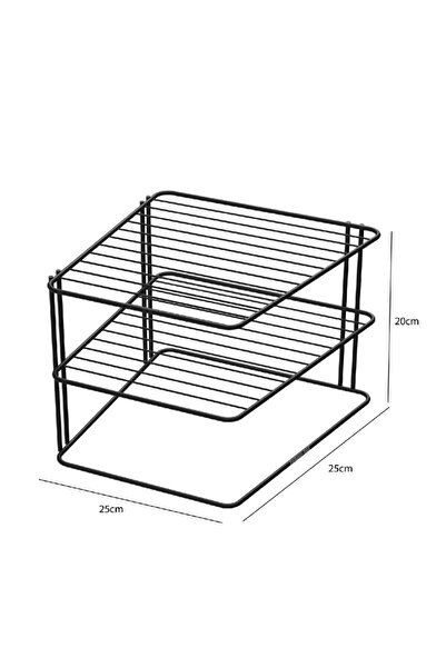 Teknotel Dolap Içi Düzenleyici Mutfak Rafı Metal Mat Siyah Kb091