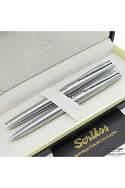 Scrikss 78m Krom Roller Kalem + Tükenmez Kalem Seti | Metropolis | Isme Özel ...