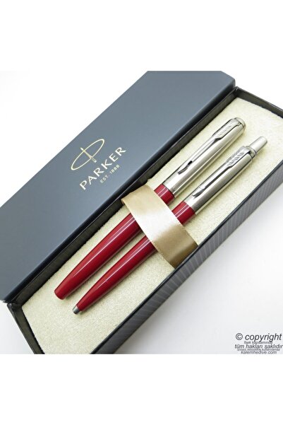Parker Jotter Original Bordo Dolma Kalem + Tükenmez Kalem Set | Isme Özel Kal...