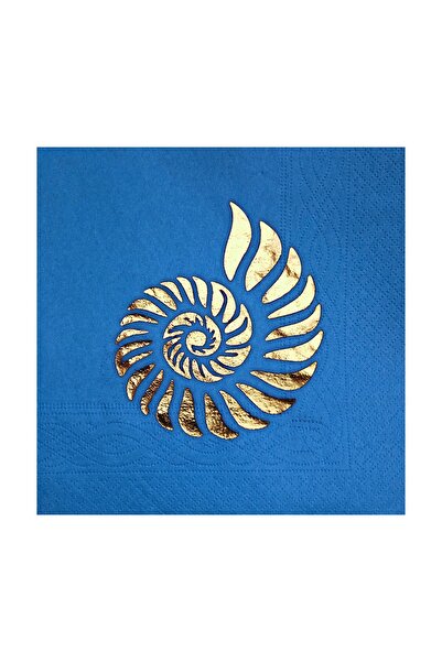 Story 33 سم قواقع بحرية مزينة بتصميم المارين ذهبية ورقية زرقاء 16 قطعة