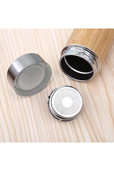 Tasarım Evi Çift Katmanlı Kaliteli Paslanmaz Çelik 450 Ml Bambu Termos Bardak