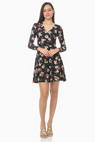 AVVER Black Patterned Double-breasted Women's Dress