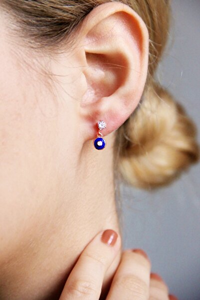 Argentum Concept 925 Ayar Gümüş Nazarlı Mini Sallantılı Küpe