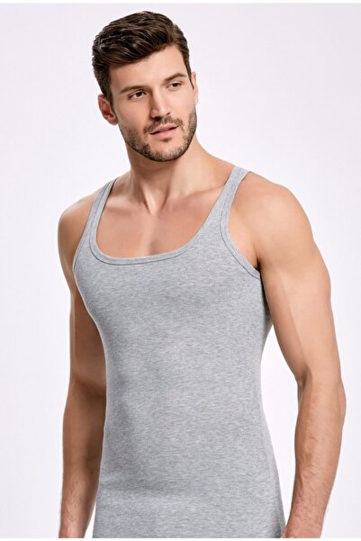 İlke قميص داخلي رياضي رجالي مكون من 6 قطع من القطن بنسبة 100% (رمادي)