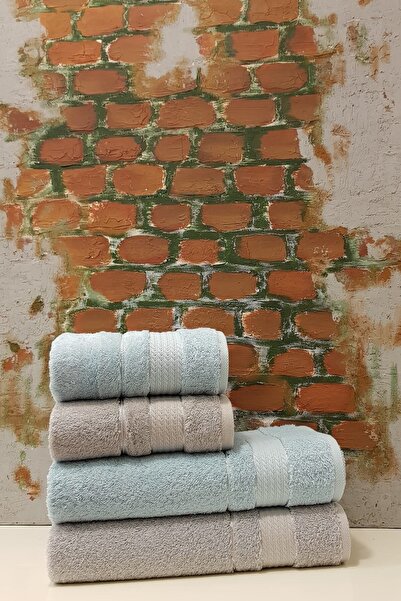 Özdilek Модний набір рушників для ванної кімнати, 4 шт. - Сірий та синій