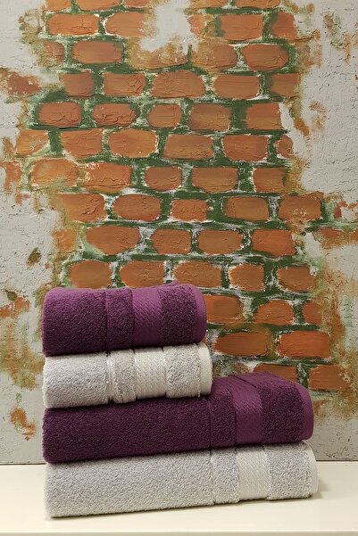 Özdilek Модний набір рушників для ванної кімнати, 4 шт. - сірий з ліловим