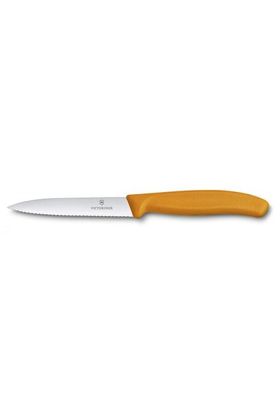Victorinox Swiss Classic Paring 4" Serrated Blade 5/8" Width at sharp Tip Orange Handle