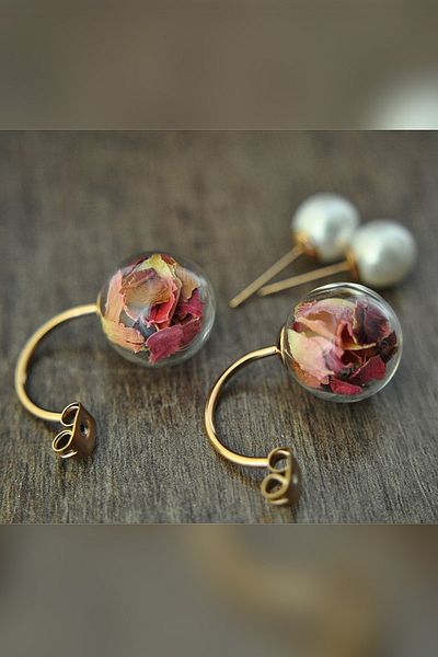 LADYMİRAGE Rose And Pearl Rose Gold Earrings