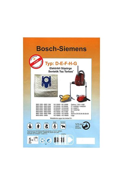 Bosch Siemens D-e-f-h-g Type Vacuum Cleaner Bag - 5 Pieces