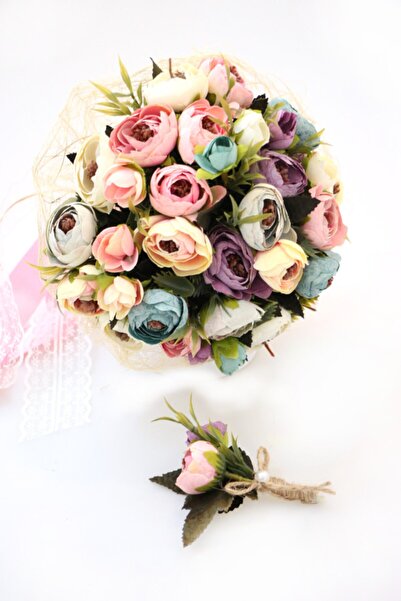 Yapay Çiçek Deposu Gelin Buketi Karnaval 2li Set