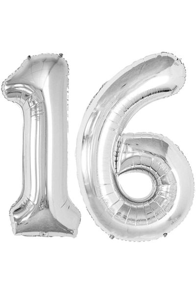 DMS DEKOR 16 Year Old Number Silver Foil Balloon 100cm