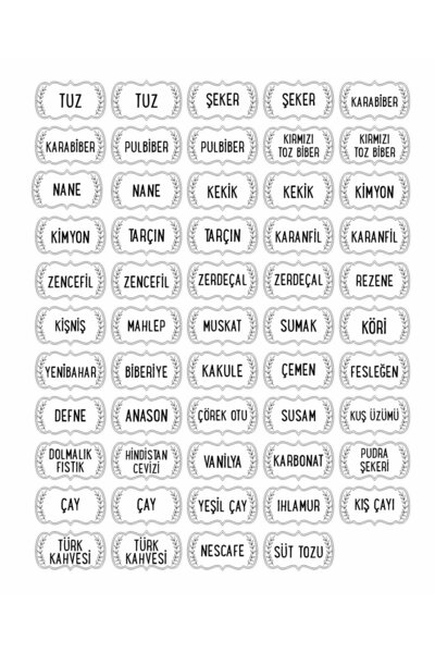 DNArt Kavanoz Sticker Etiket - 54 Adet - 2 Farklı Renk Seçeneği