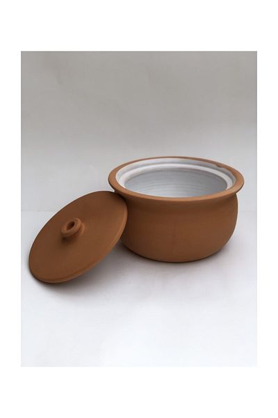 Topsan Natural Soil Casserole Pot (medium Size White Glazed)