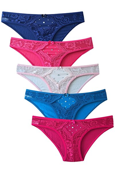 CottonStar Kadın Dantelli Taşlı Külot 5'li Mix Paket