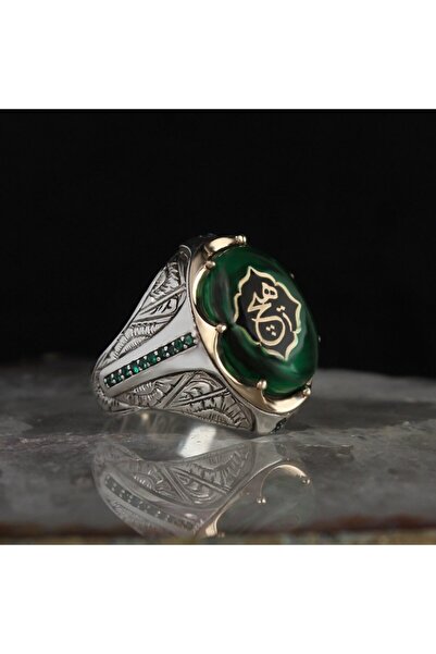 BayVog Kehribar Taşlı Hiç Yazılı 925 Ayar Gümüş Yüzük