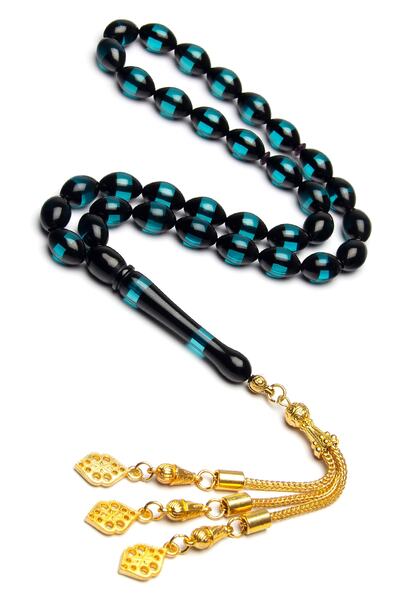 OTTOTESBİH Cadou, pulbere parfumată cu vânătoare albastră și neagră, mărgele de rugăciune din chihlimbar