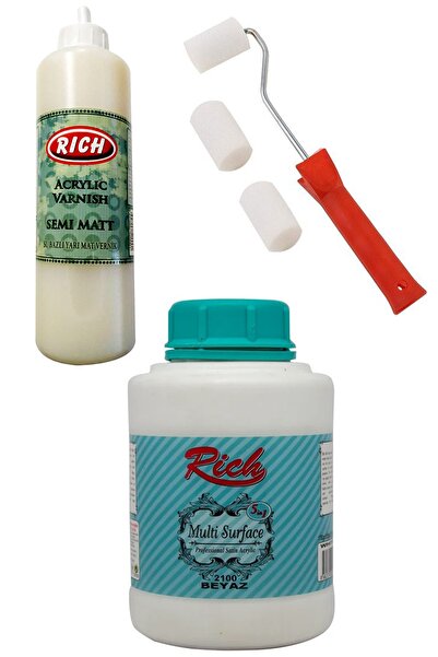 Rich Zafersanat 3'lü Boya Seti Multisurface Akrilik Boya 2100 Beyaz 1750gr + ...