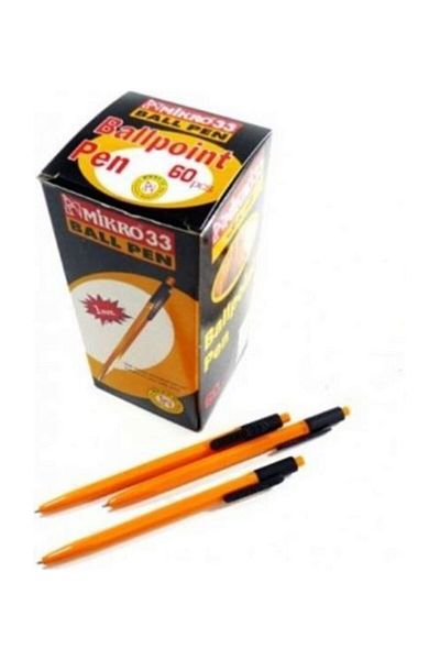 Mikro 33 Push Ballpoint Pen Black Color (24 Pieces)