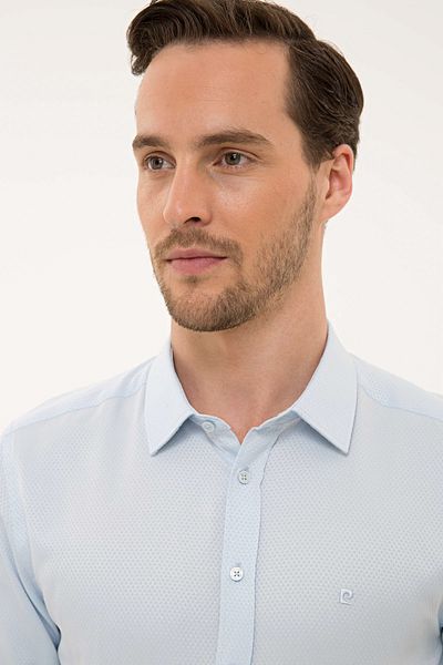 Pierre Cardin Blue Slim Fit Dobby Shirt