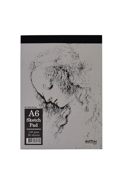 DEFFTER دفتر رسم أبيض بغلاف مقوى A6 64618-0