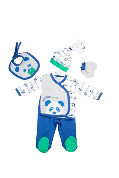 Necix's Baby Boy Sweet Panda Set of 5 Bodysuits